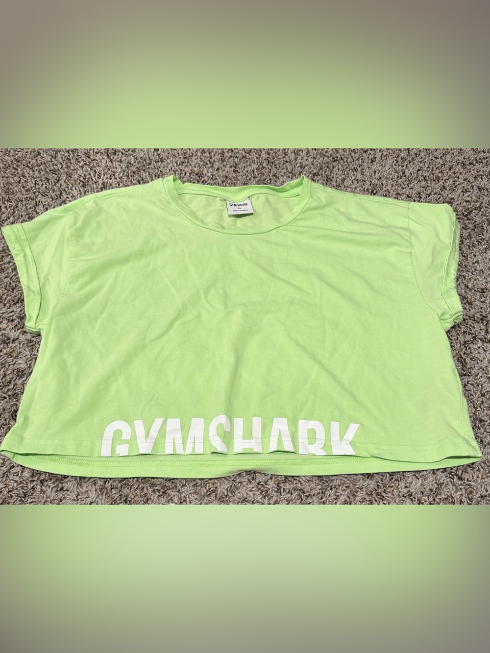 Gymshark XL Lime Green Oversized Cropped Logo T-Shirt Workout Tee